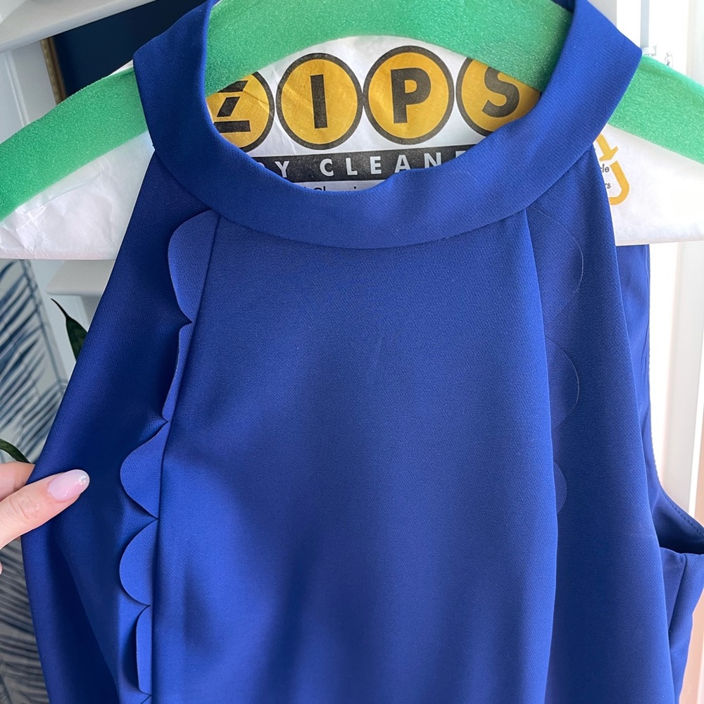 Vince Camuto royal blue scalloped detail dress